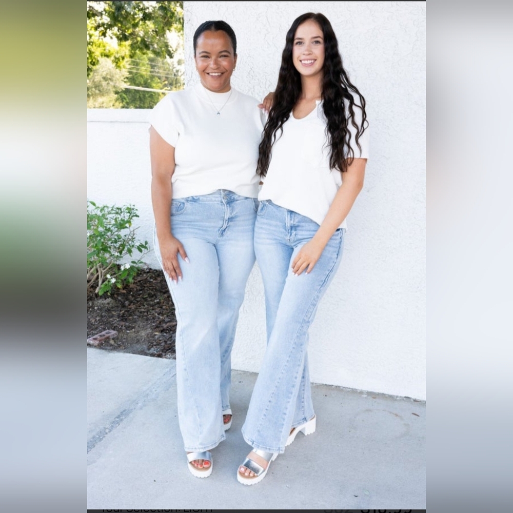 Risen, Double Agent High Rise Straight Leg Light Wash Jean, NWT 14W-16W